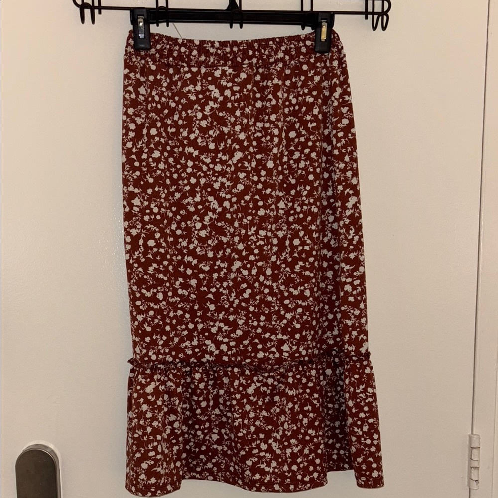 Floral Print Women's Skirt - Red